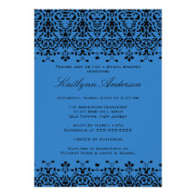 Invitación nupcial de la ducha del damasco del azu