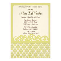 Invitación nupcial de la ducha del damasco elegant