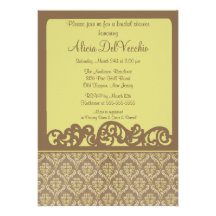 Invitación nupcial de la ducha del damasco elegant