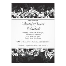 Invitación nupcial de la ducha del damasco negro b