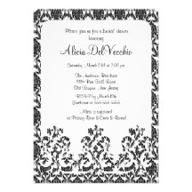 Invitación nupcial de la ducha del damasco negro e