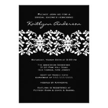 Invitación nupcial de la ducha del damasco negro y