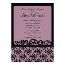 Invitación nupcial de la ducha del damasco púrpura