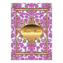 Invitación nupcial de la ducha del damasco rosado