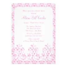 Invitación nupcial de la ducha del damasco rosado 