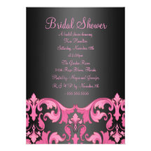 Invitación nupcial de la ducha del damasco rosado 