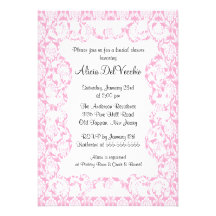 Invitación nupcial de la ducha del damasco rosado 