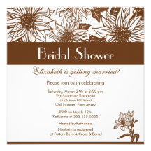 Invitación nupcial de la ducha del girasol marrón