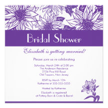Invitación nupcial de la ducha del girasol púrpura