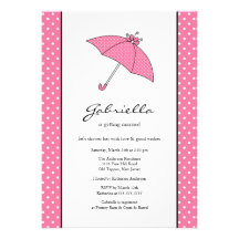 Invitación nupcial de la ducha del paraguas rosado