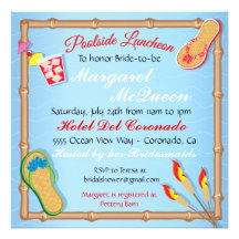 Invitación nupcial de la ducha del Poolside con pl