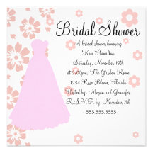 Invitación nupcial de la ducha del vestido del ros