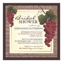Invitación nupcial de la ducha del vino de la vid 