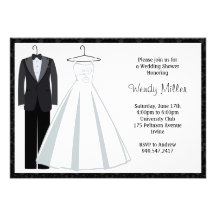 Invitación nupcial de la ducha - Tux y vestido de 