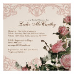Invitación nupcial de la ducha - vintage subió enr