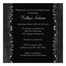 Invitación nupcial de lujo de la ducha del negro y