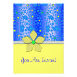 Invitación nupcial floral azul y amarilla de la du
