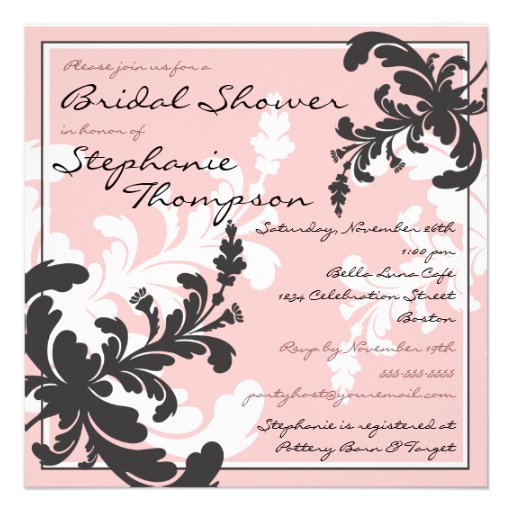 Invitación nupcial floral de la ducha del damasco 