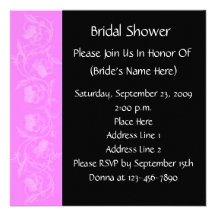 Invitación nupcial floral negra rosada de la ducha