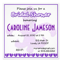 Invitación nupcial Purple Fluer de Lis Heart de la