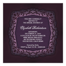 invitación nupcial púrpura oscura hermosa de la du