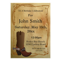 Invitación occidental de la bota de vaquero
