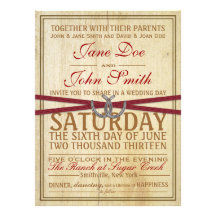 Invitación occidental, de madera y roja del boda d
