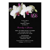 Invitación, orquídeas y monograma de la cena del e
