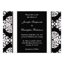 Invitación oscura del boda del damasco negro y bla