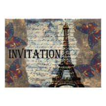 Invitación parisiense del boda del vintage
