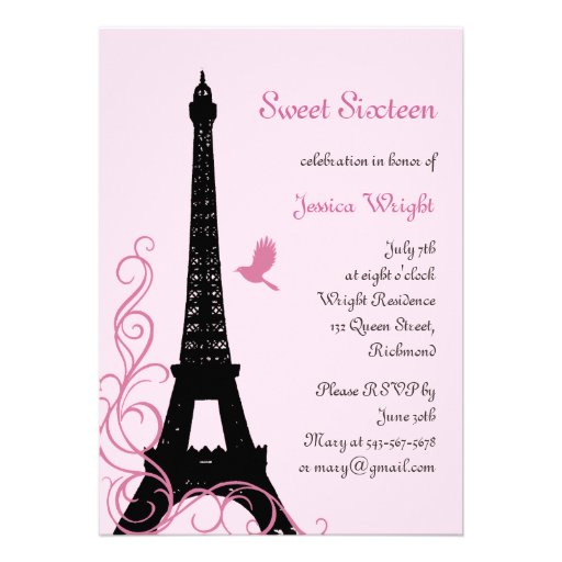 Invitación parisiense del cumpleaños (rosa)