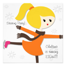 Invitación patinadora del cumpleaños del chica cab