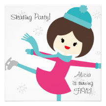 Invitación patinadora del cumpleaños del chica tri