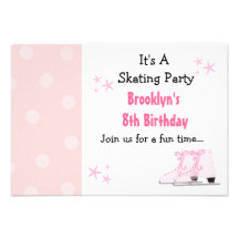 Invitación patinadora rosada del cumpleaños del fi