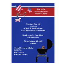 Invitación patriótica del Bbq del fiesta