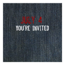 Invitación patriótica del dril de algodón azul