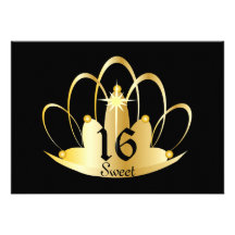 Invitación-Personalizar de oro del dulce dieciséis