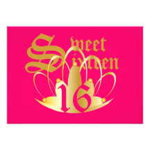 Invitación-Personalizar de oro dulce de la tiara