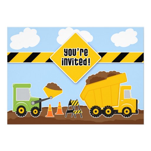 Invitación plana del cumpleaños de la construcción