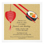 Invitación plana del fiesta del sushi del cumpleañ