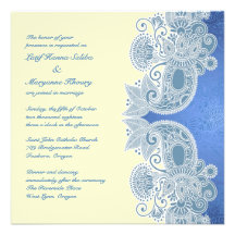 Invitación plana floral azul del boda del Victoria