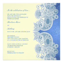 Invitación plana floral azul del boda del Victoria
