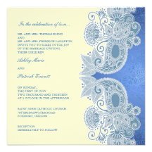 Invitación plana floral azul del boda del Victoria