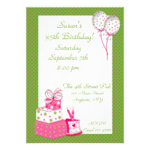 Invitación punteada verde rosado del fiesta