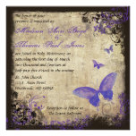 Invitación púrpura del boda del cuadrado del vinta