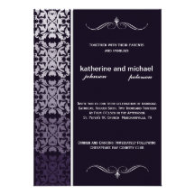 Invitación púrpura del boda del damasco de Ombre