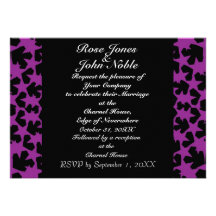 Invitación (púrpura) del boda del ébano de las Nov