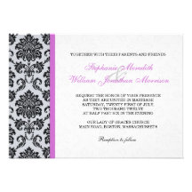 Invitación púrpura del boda del monograma del dama