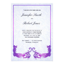 Invitación púrpura del boda del pavo real del vint
