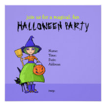 Invitación púrpura del fiesta de Halloween de la p